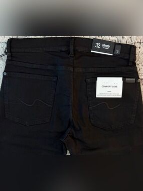 7 For All Mankind Slimmy Slim Onyx Straight Leg Denim Black Jeans Men’s Sz: 32